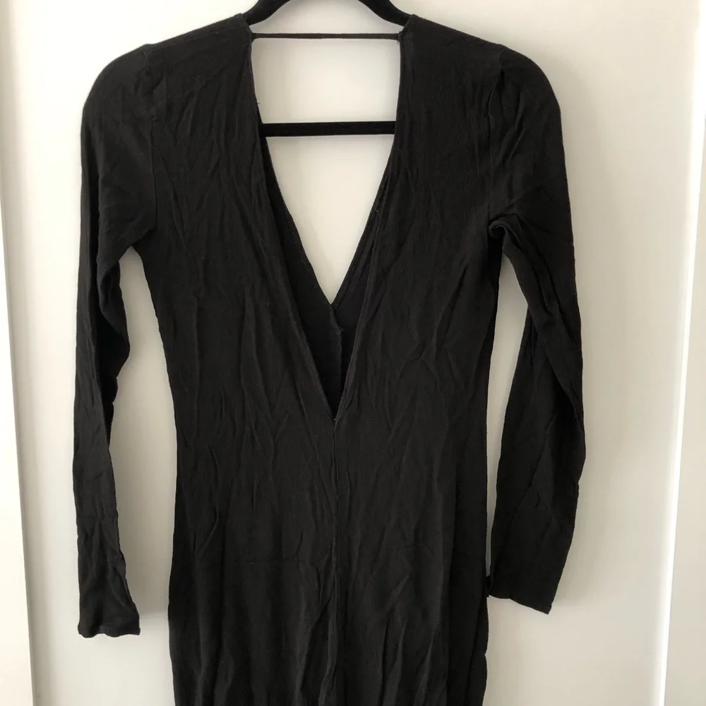 Reformation Black Long Sleeve Slit V Maxi Dress XS